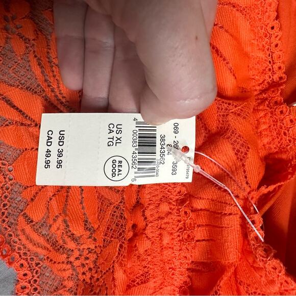 NEW Aerie Hibiscus Lace Halter Bralette Orange Size Extra Large - Picture 4 of 7